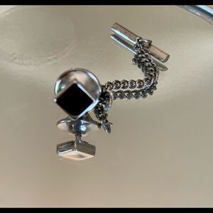 Vintage Dante silver square tie tack or tie pin